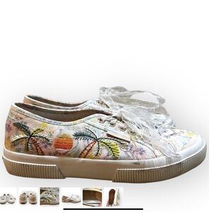 LoveShackFancy x Superga 2750 Flower Embroidered Tahitian Pink Shoes
